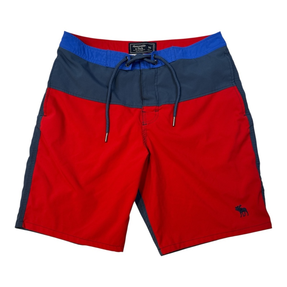 Abercrombie & Fitch Red and Navy Swim Shorts